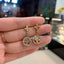 CZ Clover Design Dangling Stud Earrings - Gold