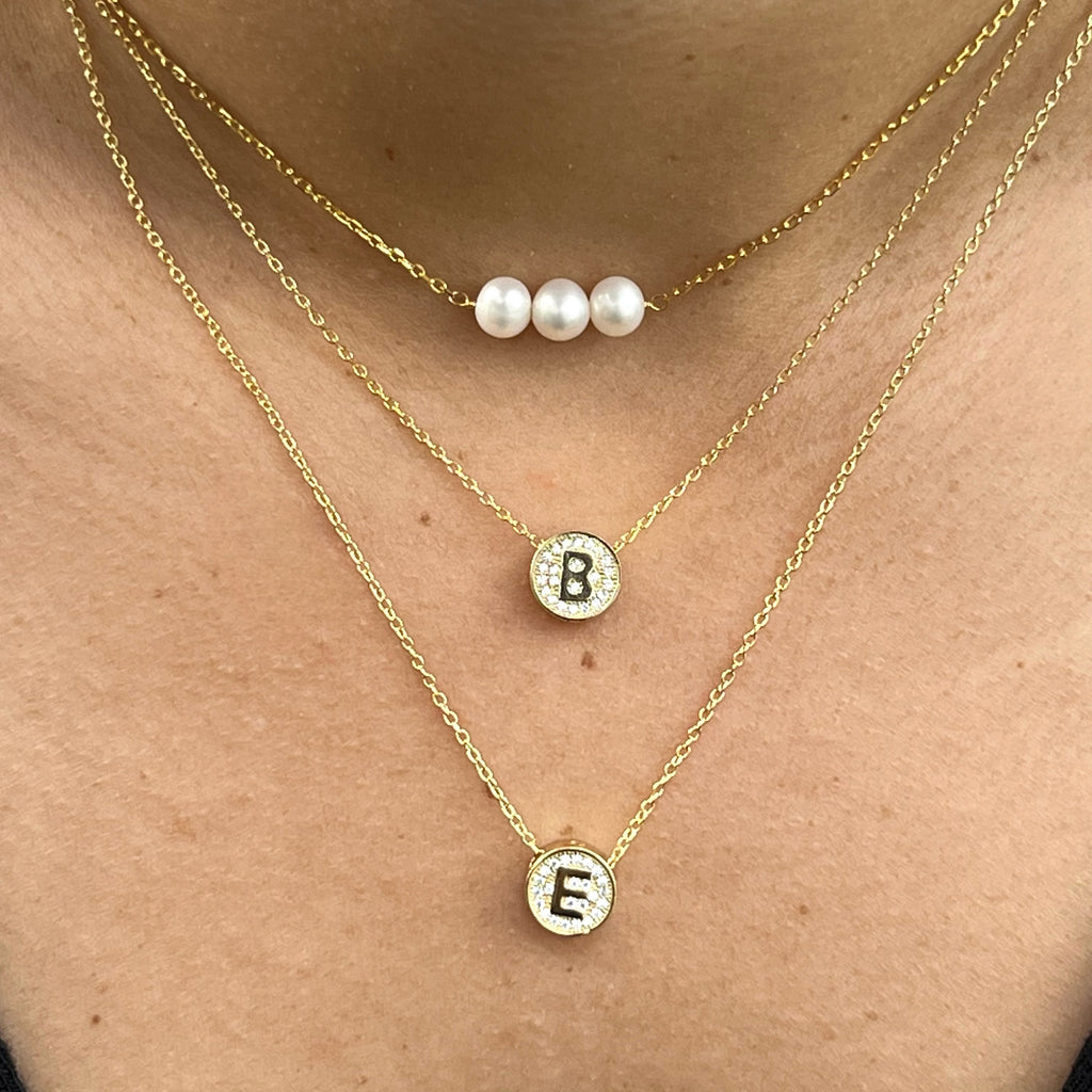 Small CZ Initial Letter Necklace (A-Z) - Gold or Silver
