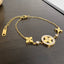 CZ Design Clover Chain Bracelet - Gold