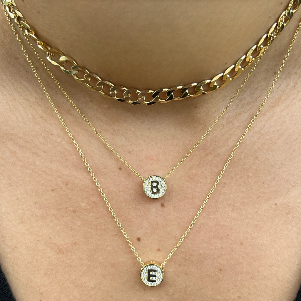 Small CZ Initial Letter Necklace (A-Z) - Gold or Silver
