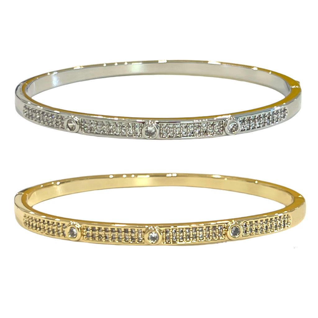CZ Pave Bangle Bracelet - Gold or Silver