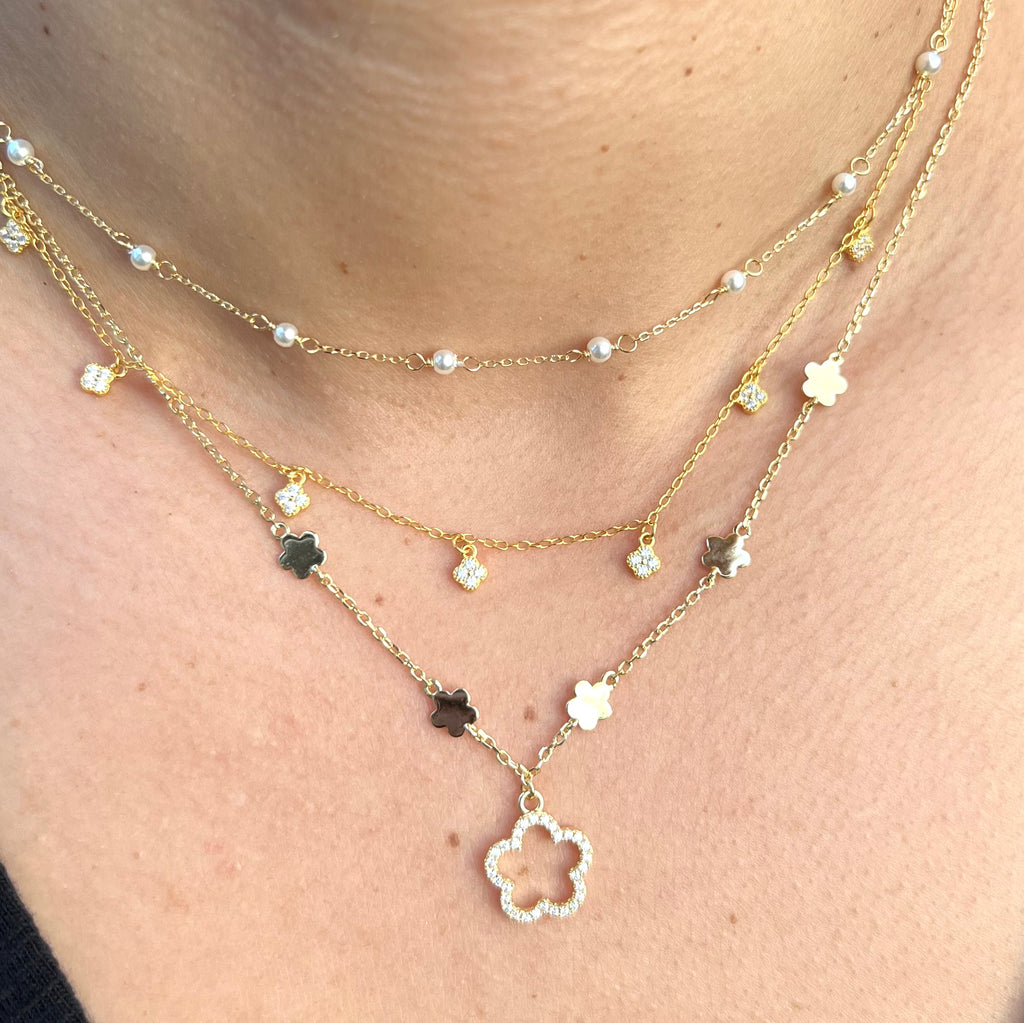 Multi Clover CZ Choker Necklace