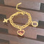 Titanium Steel Four-leaf Flower Heart Bracelet - Gold