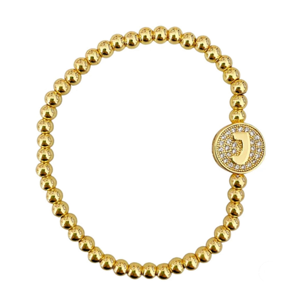 Stretch Beaded Initial Bracelet - Gold or Silver