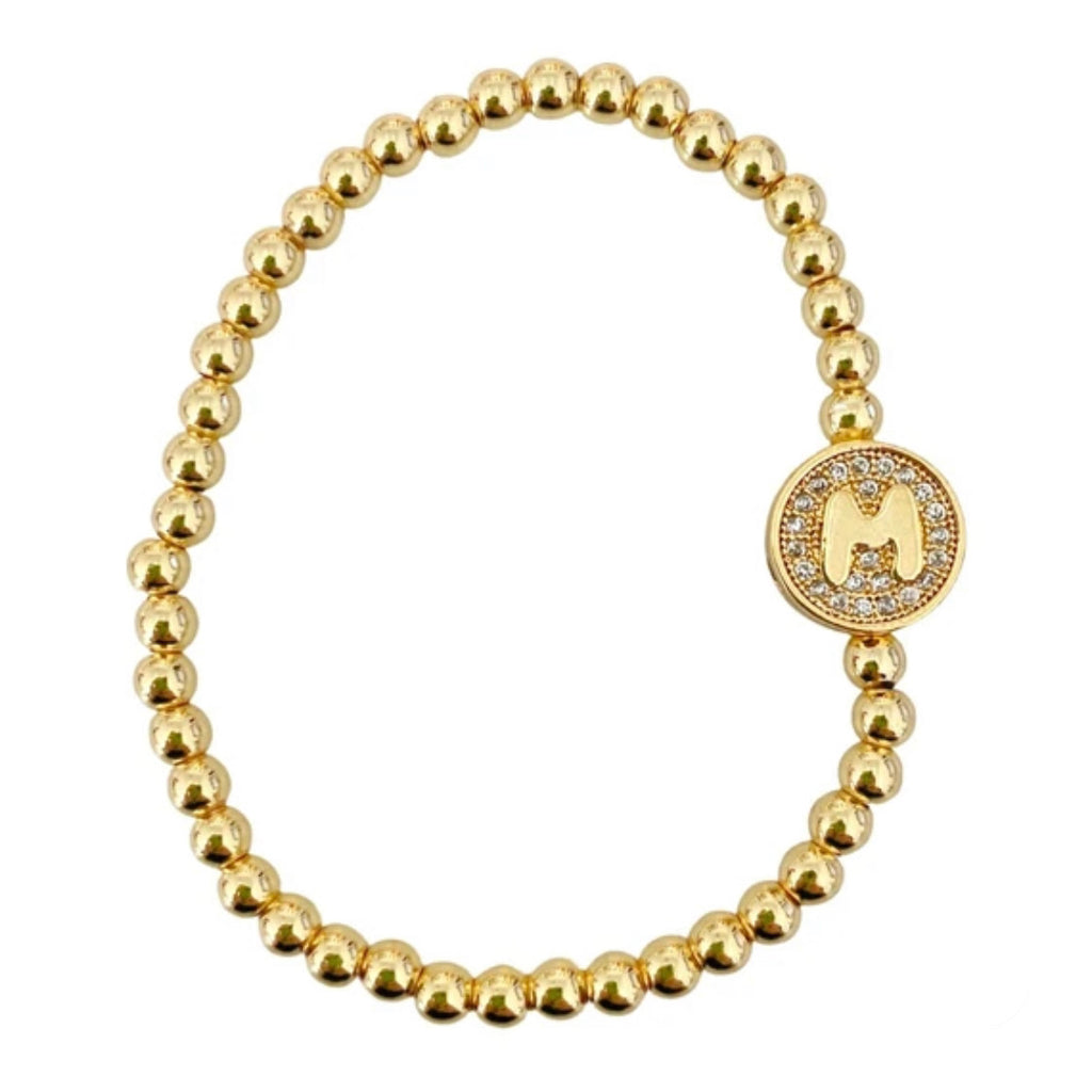 Stretch Beaded Initial Bracelet - Gold or Silver
