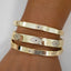 CZ Evil Eye Bangle Bracelet - Gold