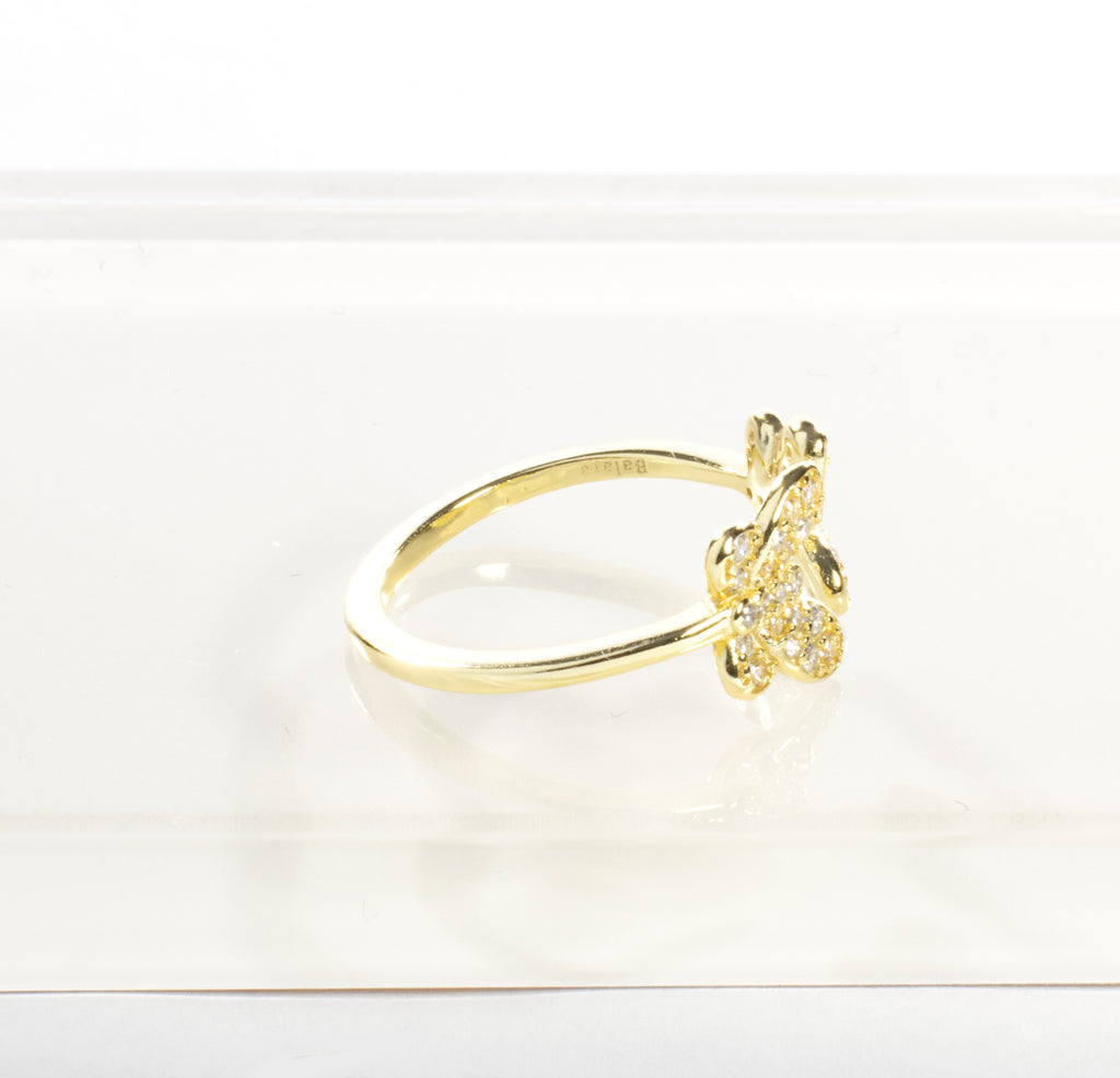 CZ Adjustable Double Butterfly Ring - Gold or Silver