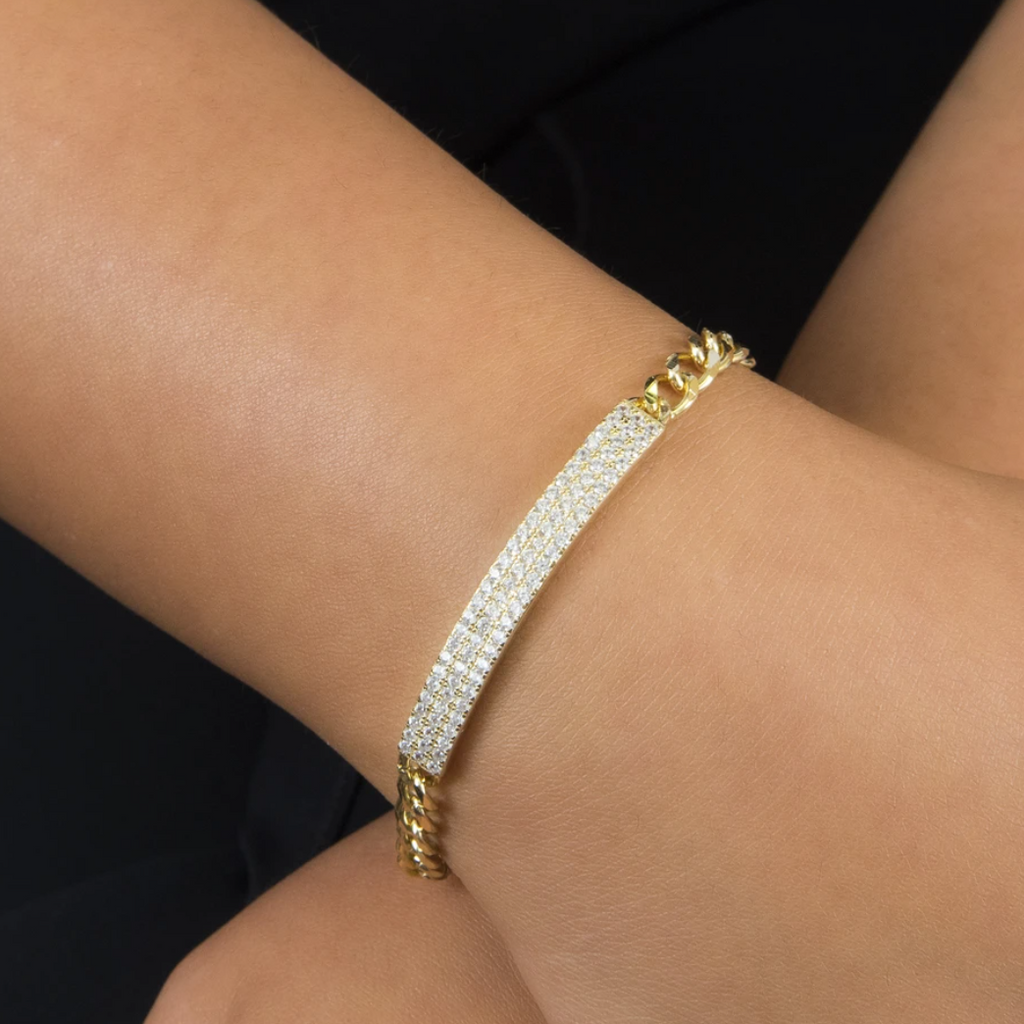 CZ Bar Link Bracelet - Gold or Silver-Bracelets-Balara Jewelry