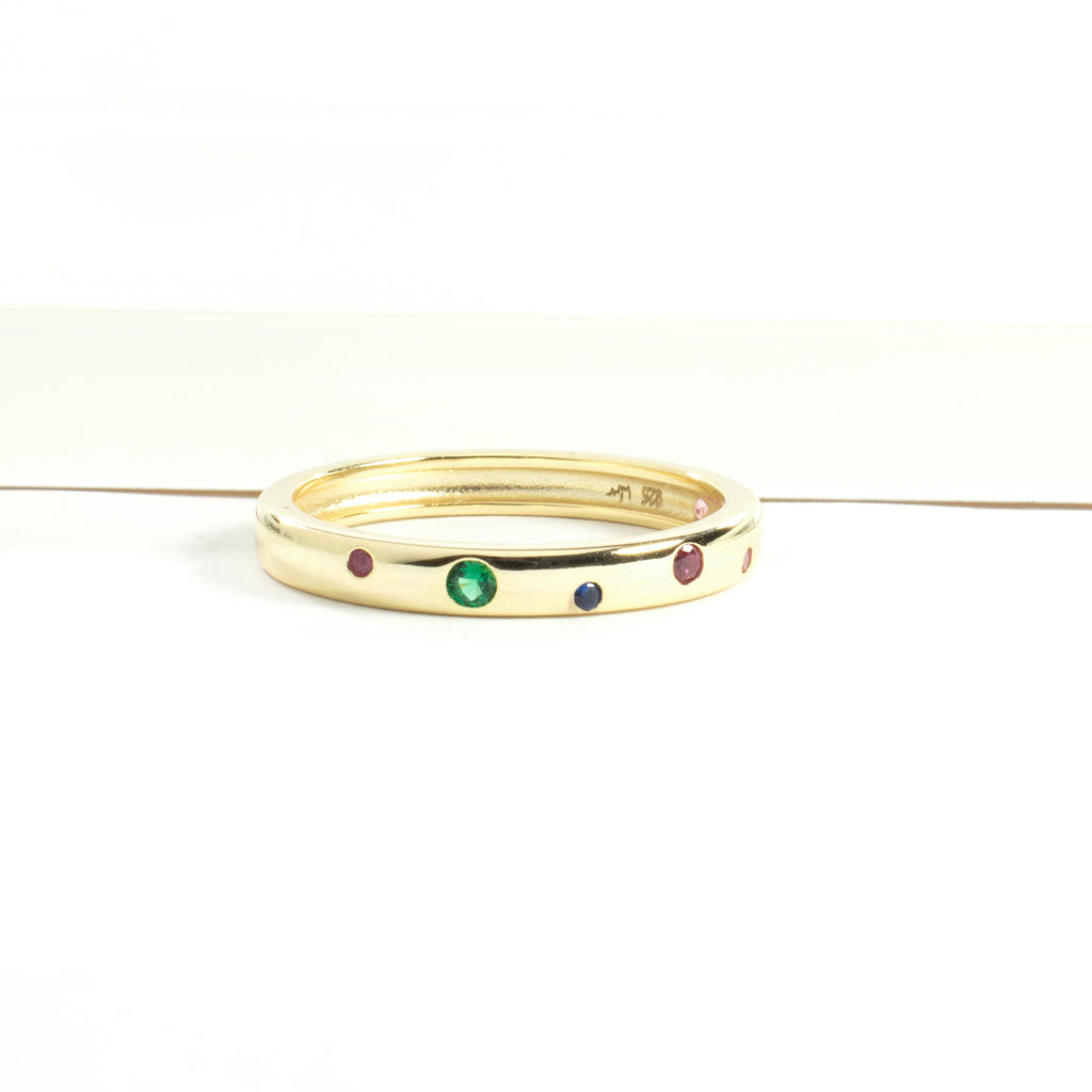 Dainty CZ Rainbow Eternity Ring Band