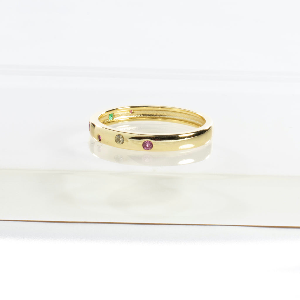 Dainty CZ Rainbow Eternity Ring Band
