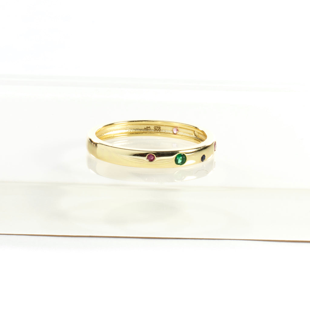 Dainty CZ Rainbow Eternity Ring Band