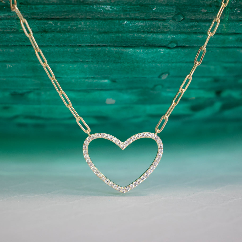 CZ Open Heart Necklace