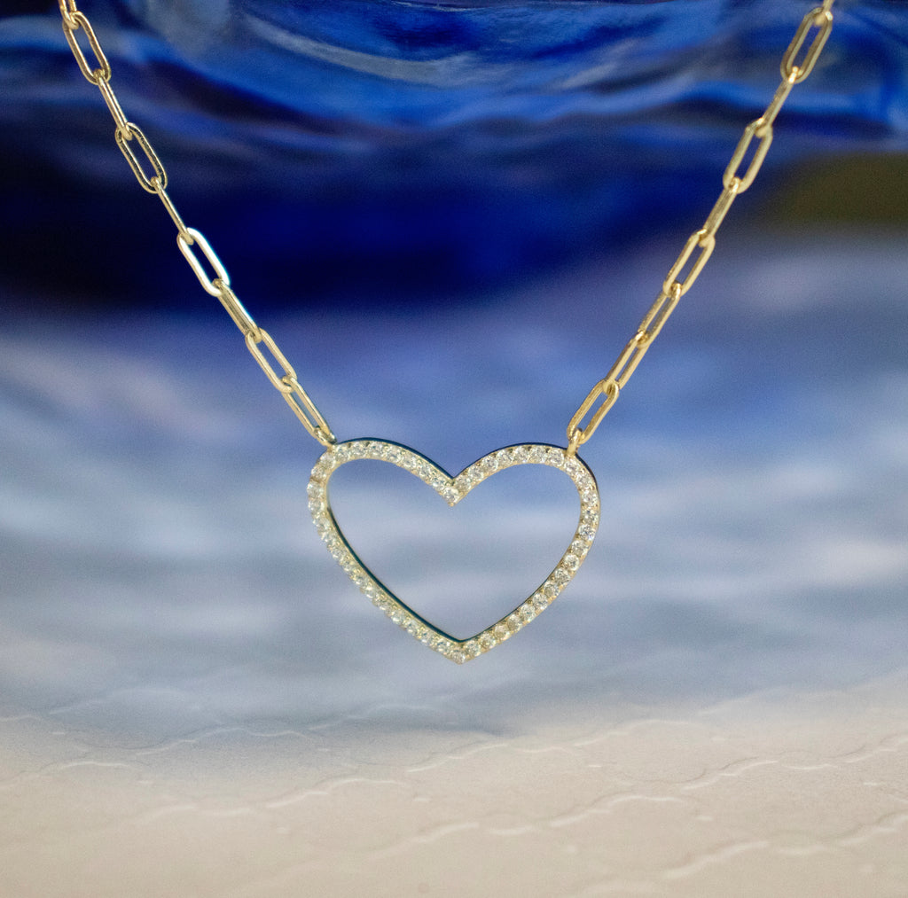 CZ Open Heart Necklace