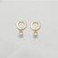 Mini Pearl Dangling Huggie Earrings - Gold