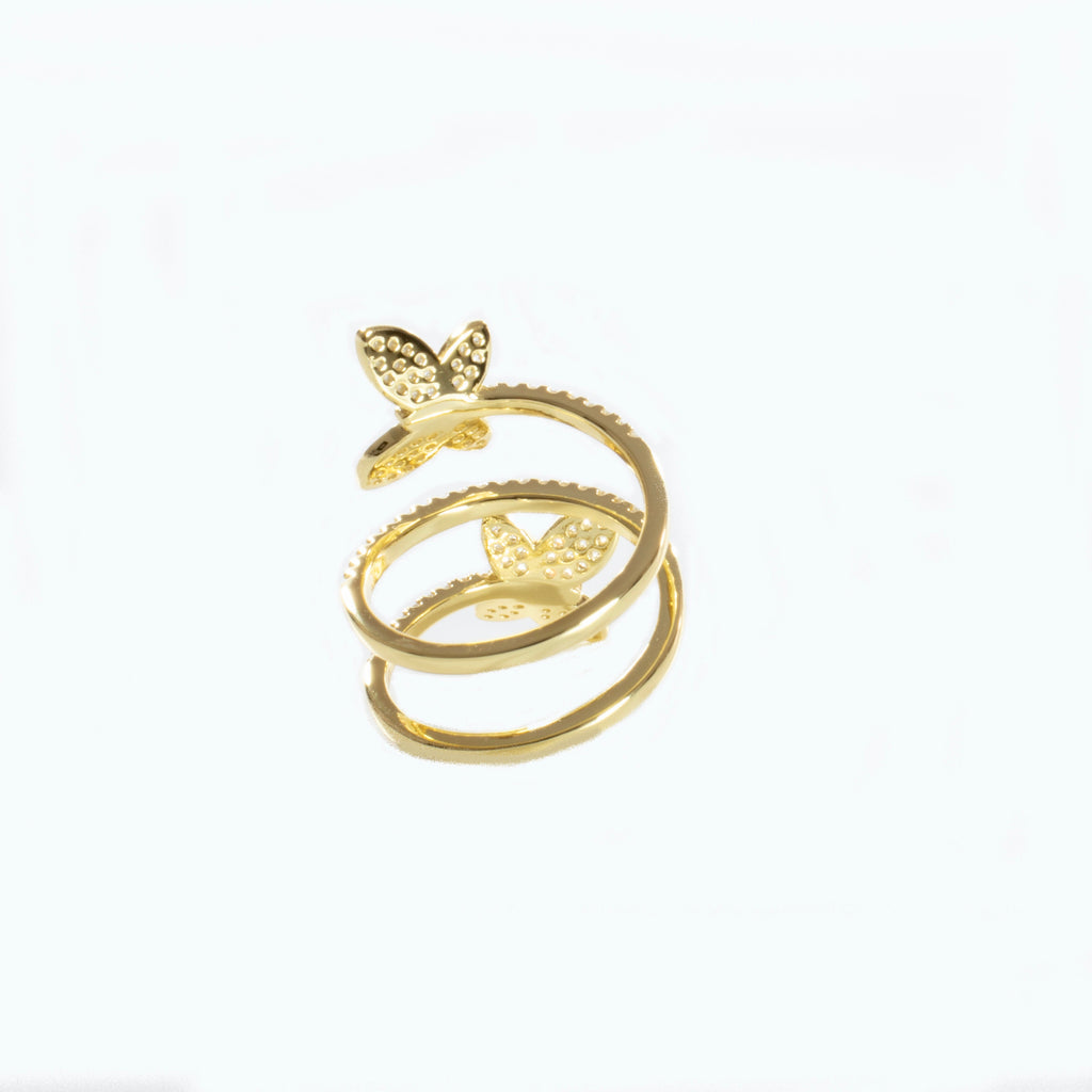 Double CZ Butterfly Ring - Gold