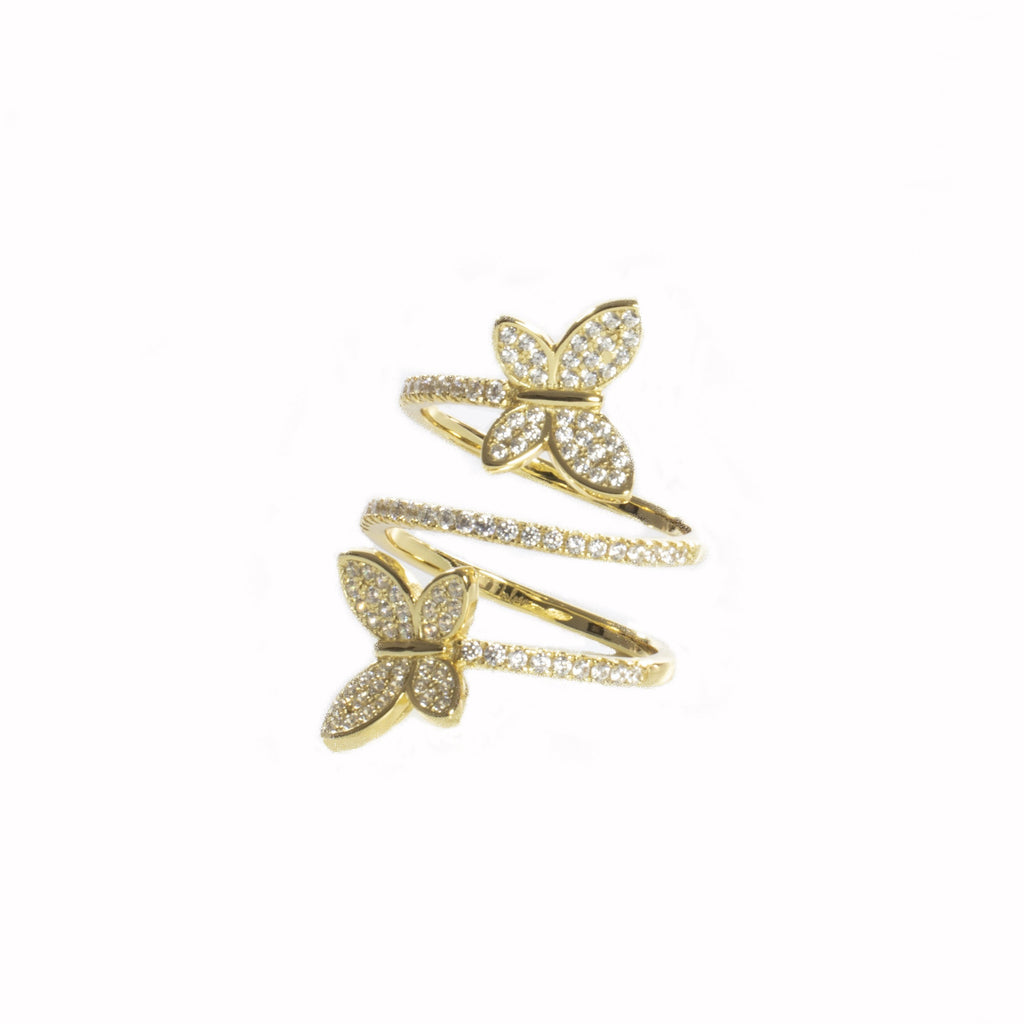 Double CZ Butterfly Ring - Gold