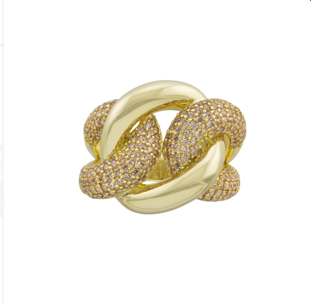 CZ Triple Link Ring - Gold or Silver-Rings-Balara Jewelry