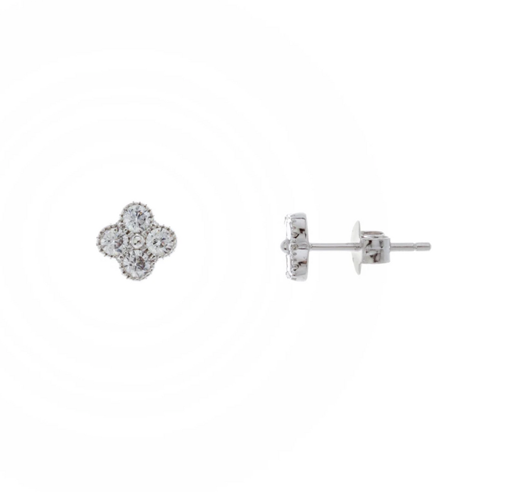 Bezel CZ Flower Studs - Gold or Silver-Earrings-Balara Jewelry
