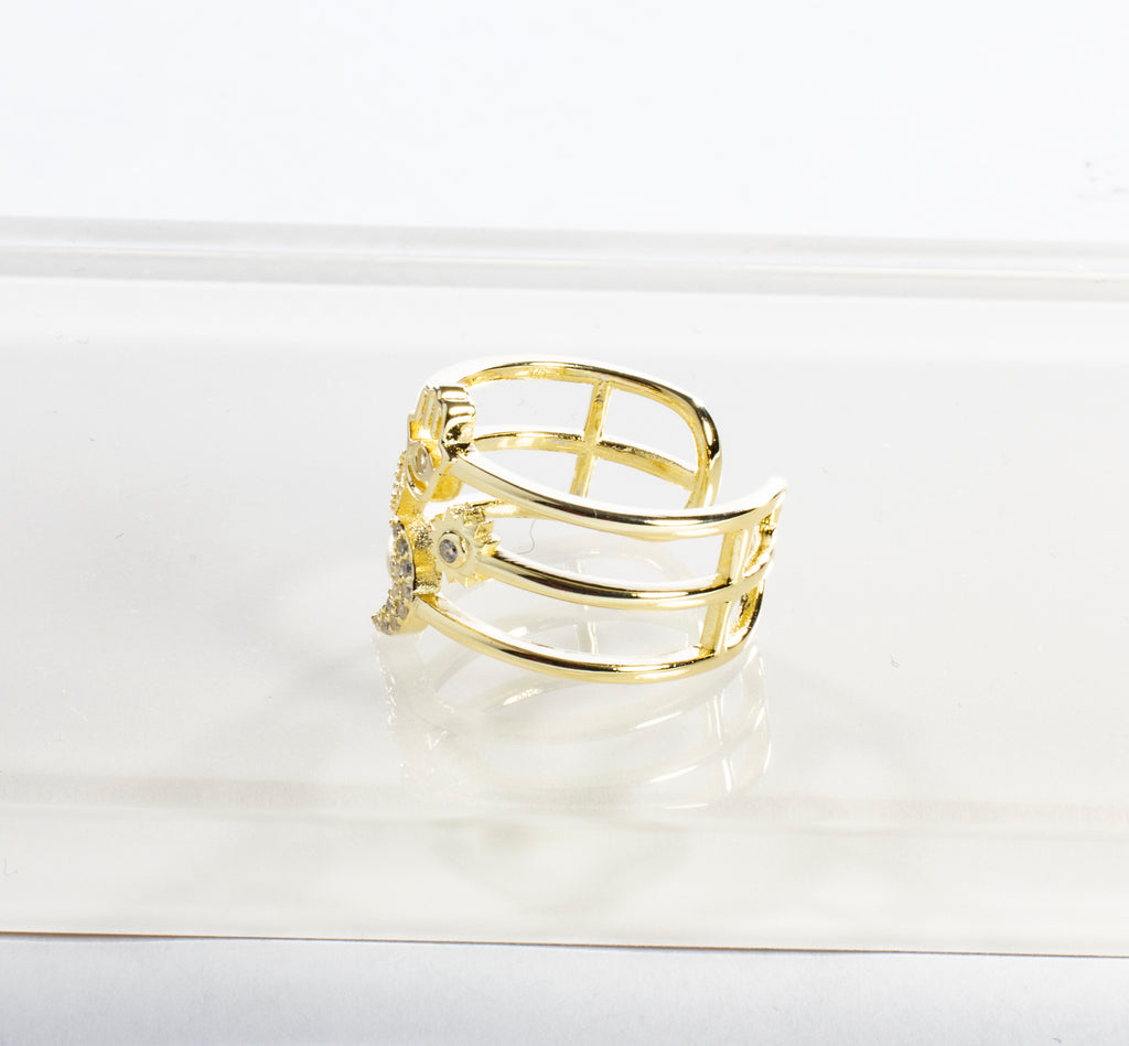 CZ Multi Row Open Ring