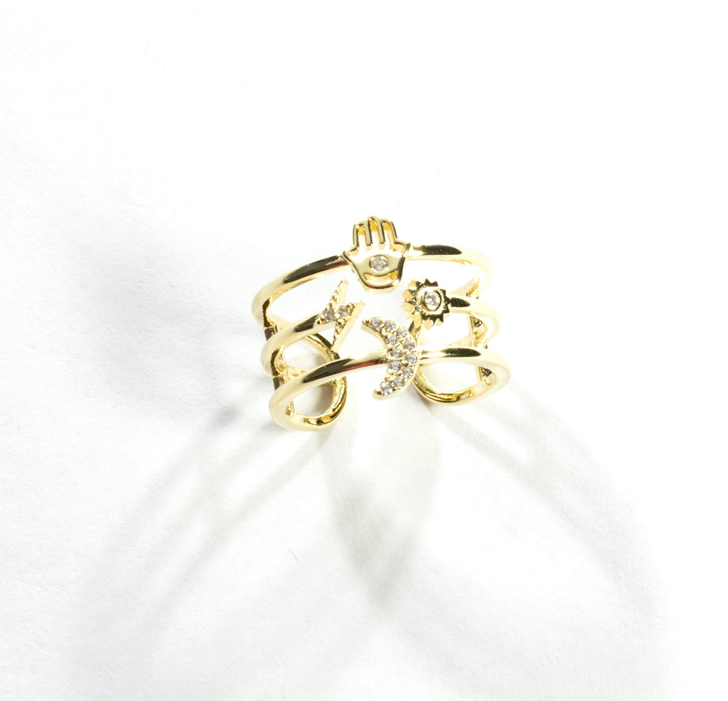 CZ Multi Row Open Ring