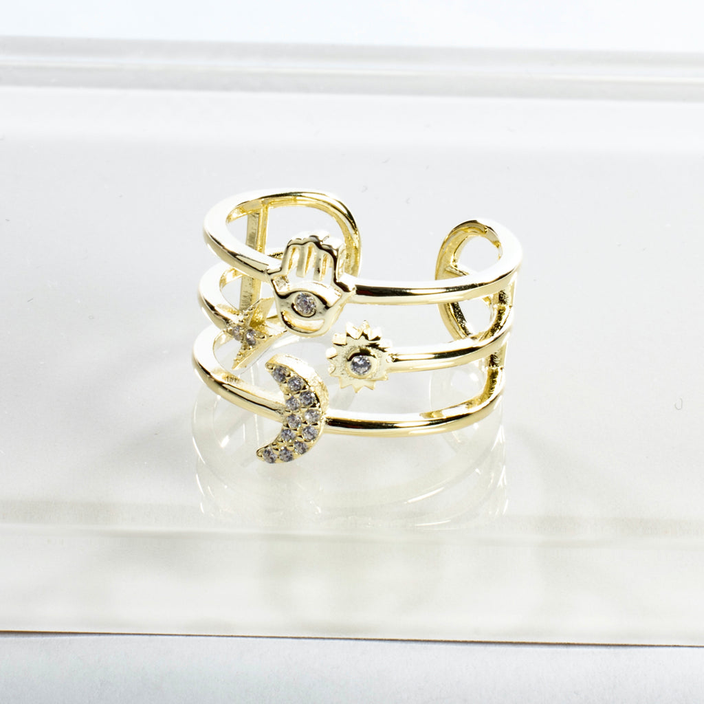 CZ Multi Row Open Ring