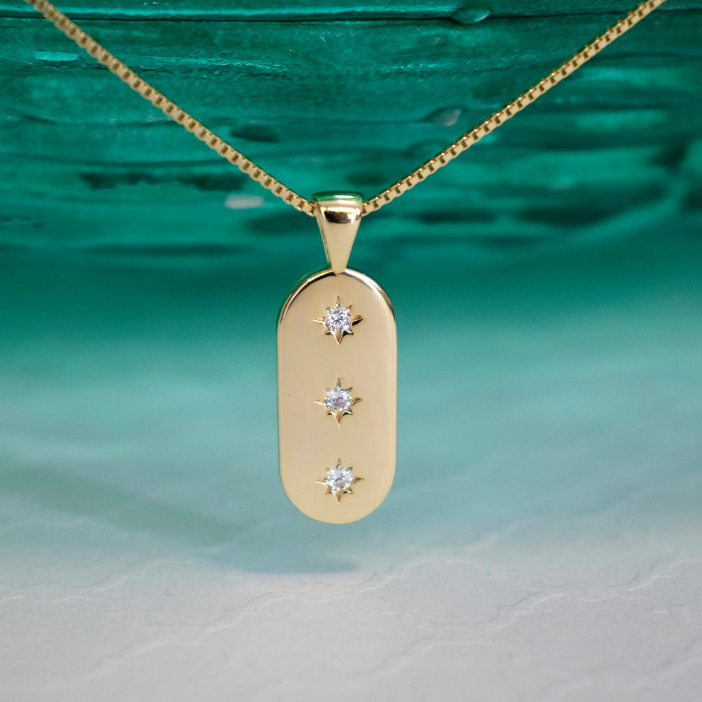 Bridesmaid CZ Tag Necklace - Gold