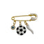 4 CM Enamel White Pin for Kids with Soccer Ball Charm - Gold