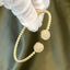 CZ Round Design Cuff Bracelet - Gold