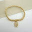 CZ Boy and Girl Beaded Stretch Bracelet - 14K Gold Plated