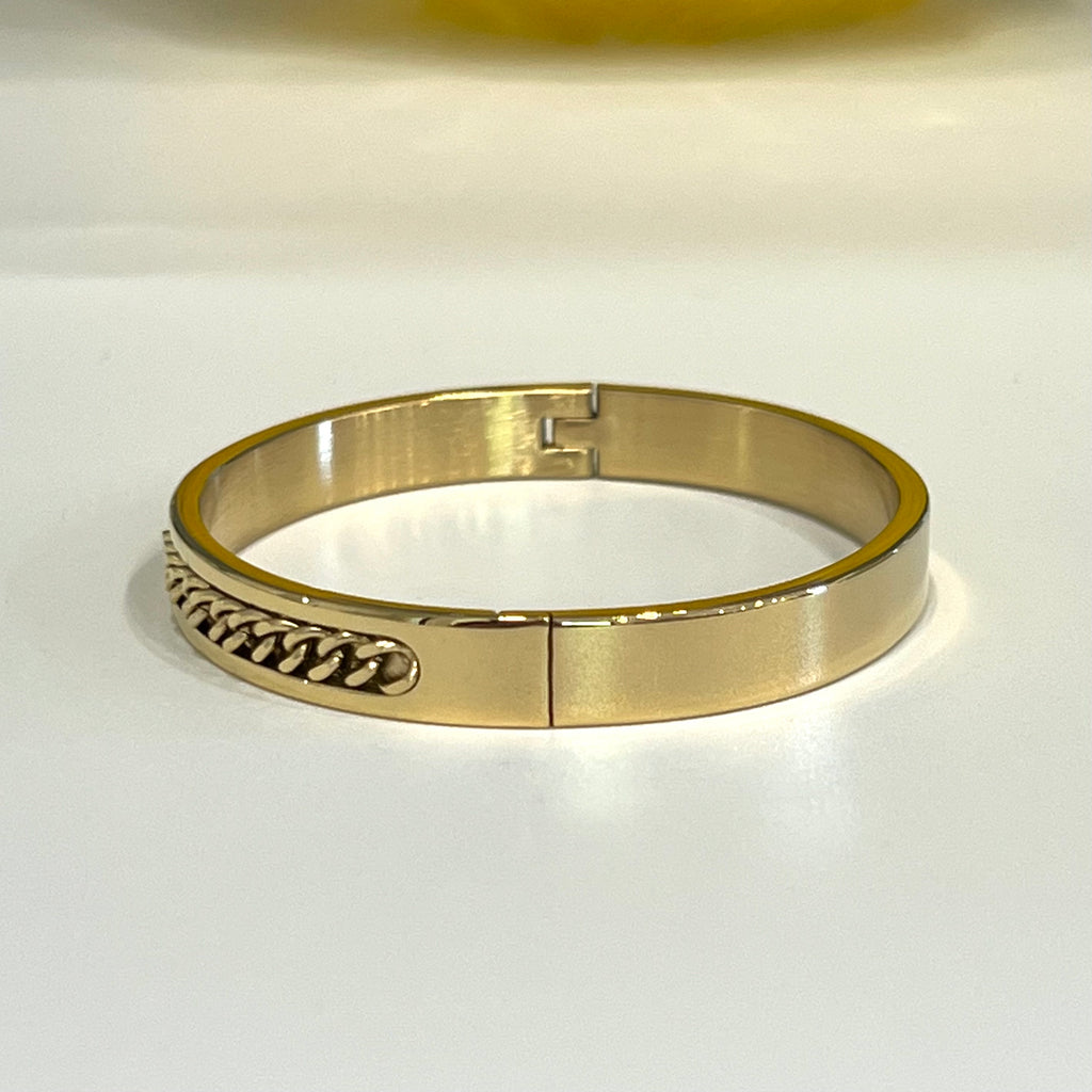 Men & Women 18K Gold Plated Inlaid Chain Bangle Bracelet.