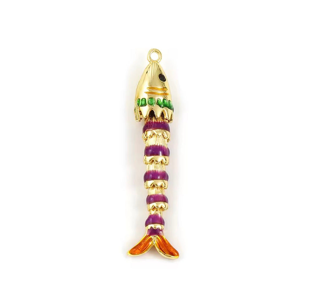 Lucky Fish Gemstone Necklace - Gold