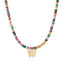 Beaded Gemstone Choker Butterfly Necklace - 14K Gold Plated