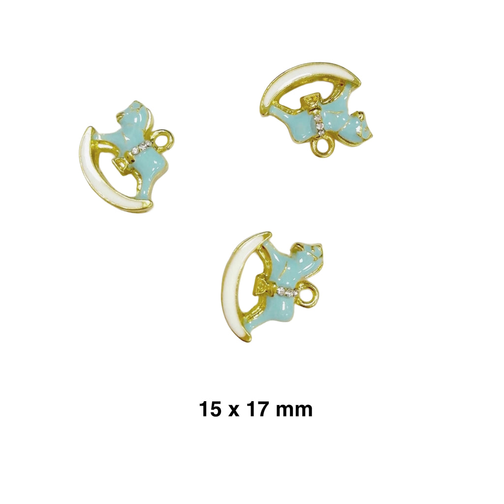 Personalized 8 CM Plain Baby Pin With Good Luck Charm - Gold