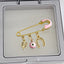 4 CM Pink Enamel Protection Pin With a Clover and Horseshoe Charms - Gold