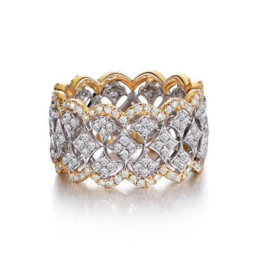 Two Tone CZ Band Ring