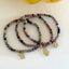 Trio Tourmaline Gemstone Beaded Bracelet with Star of David, Chai and Hamsa Charms