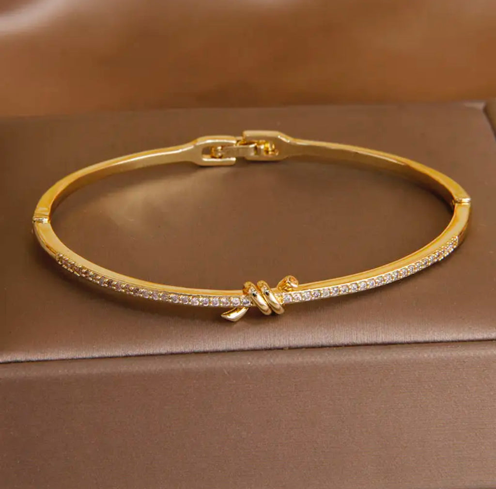 CZ Delicate Bangle Bracelet -Gold
