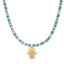 Beaded Gemstone Choker Hamsa Necklace - 14K Gold Plated