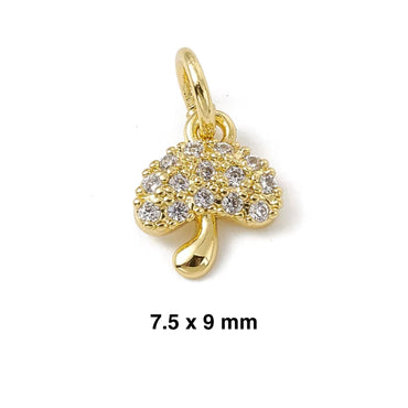 Mini CZ Mushroom Charm - Gold