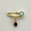 Enamel Evil Eye Baby Pin with Genuine Jet Black Azabache - Gold