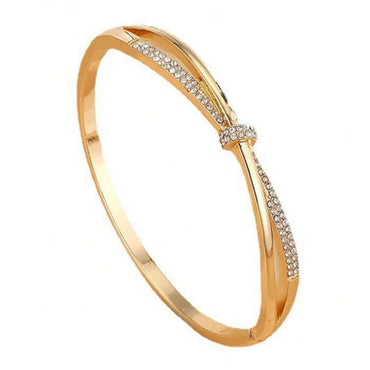 18K Gold Plated CZ Knot Bangle Bracelet