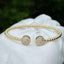 CZ Round Design Cuff Bracelet - Gold