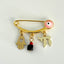 3.8 CM Enamel Evil Eye Pin with Genuine Azabache - Gold