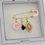 4 CM Pink Enamel Pin With Azabache 5 MM Charm - Gold