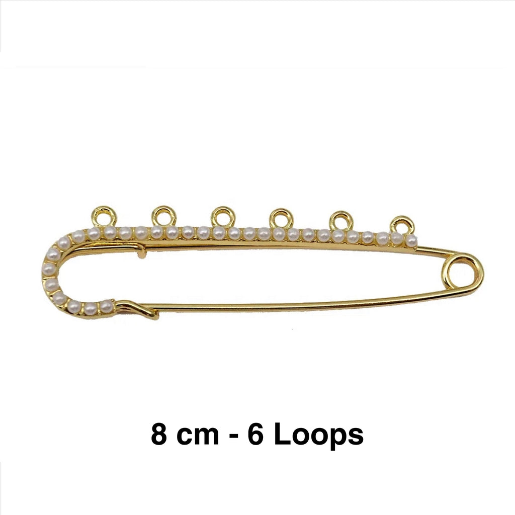 8 CM Pearl Jewish Bride Pin - Gold