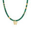 Beaded Gemstone Choker Butterfly Necklace - 14K Gold Plated