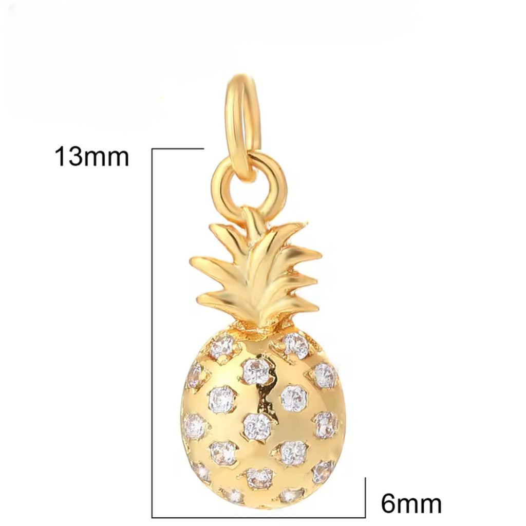 Small CZ Pineapple Charm - Gold