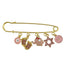 8 CM Plain Pin For Babies With Lucky and Protection Charms - Gold