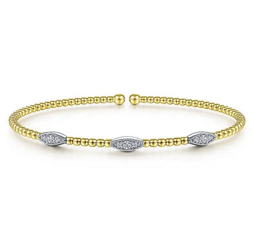 CZ 2 Tones Beaded Cuff Bracelet