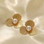 Stainless Steel Trendy Big Flower Stud Earrings - 18K Gold Plated